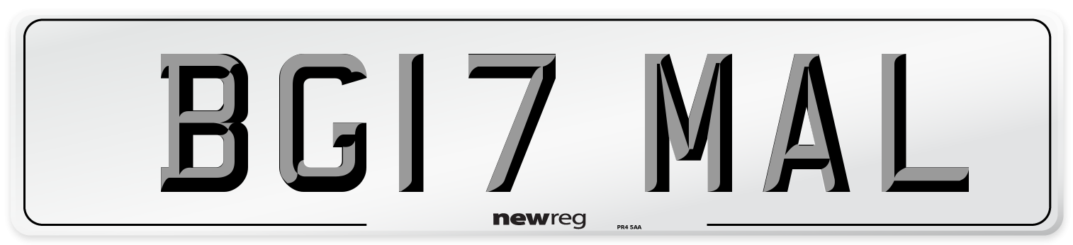 BG17 MAL Number Plate from New Reg